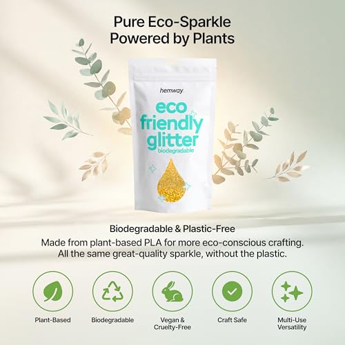 Hemway Biodegradable Glitter Gold 3.5oz Eco Friendly Fine - color: Gold, size: Fine (1/64" 0.015" 0.4mm)