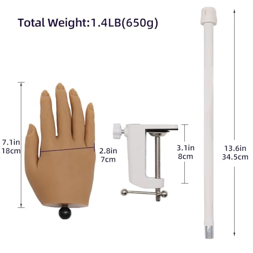 KnowU Silicone Mannequin Hand for Nails, Practice Hand for Acrylic Nails, Manicure Training Model, Nail Practice Hand for Beginners & Professionals, Flesh Tone - color: Flesh Tone, size: Clamp Stand