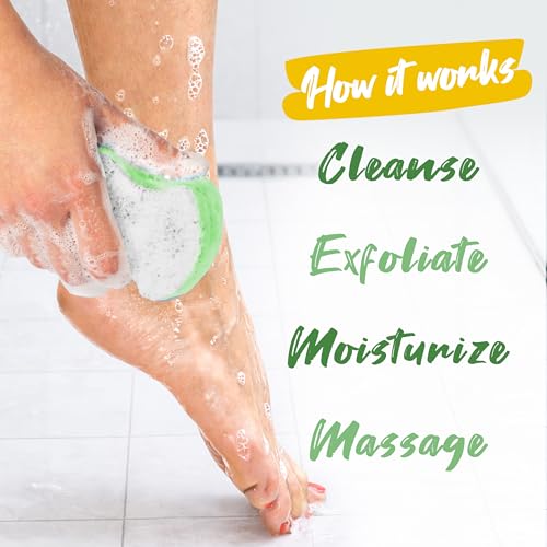Spongeables Pedi Scrub Foot Exfoliating 5+ Wash Sponge, Citron Eucalyptus, 6 Count - color: Citron Eucalyptus, size: 1 Count (Pack of 6)