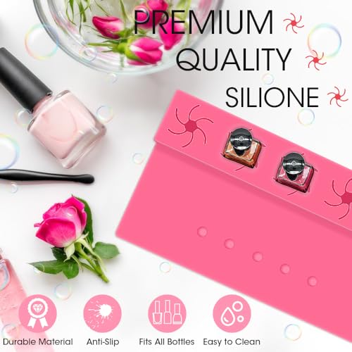 Nail Polish Holder, 2 in 1 Silicone Hand Rest Mat-Rose Red - color: Rose Red