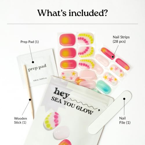 Heyhae Semi Cured Gel Nail Strips - Hey, Sea You Glow - color: Hey, Sea You Glow