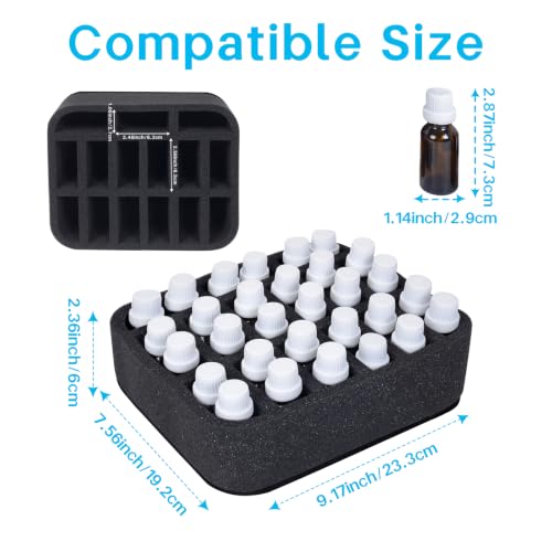 Essential oils Organizer Holder Foam Pad with Slots, can DIY - color: Black 15slots(12+3)