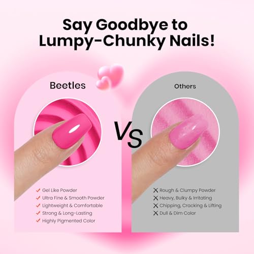 Beetles Pink Dip Powder Nail Kit, 6 Colors Light Hot Pink Cherry Neon - color: Gluten Free