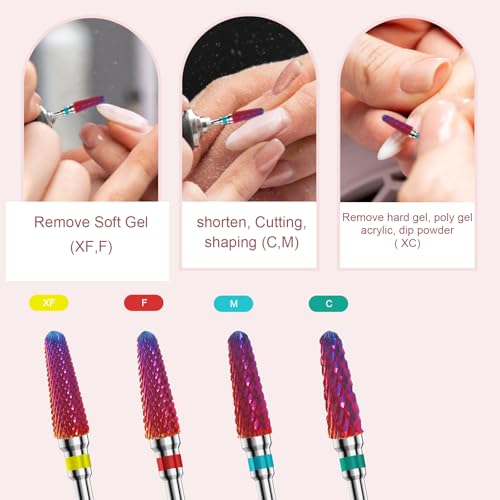 3/32" 2PCS Clean Cone Carbide Cuticle Cleaner Bit for Nail Prep & Cleaning - color: 008 Purple, size: M