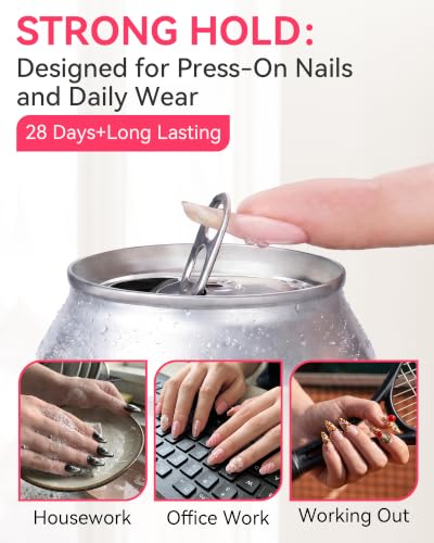 Makartt Press on Nail Glue: 30ML 2 Pcs Large Tubes, Semi-Solid, 20s Air Dry - size: 30ML*2 Packs