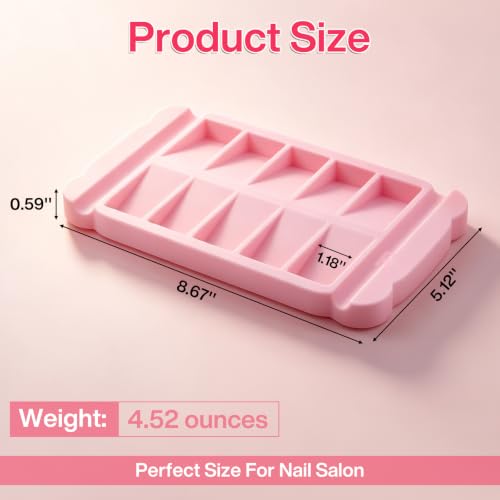 Nail Tip Tray, 10 Slot Press On Nail Tip Holder & Organizer - color: Foggy Pink