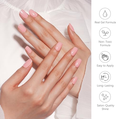 DANNI & TONI Semi Cured Gel Nail Strips Pale Pastel Pink Gel Nail Wraps 28 Stickers | Dreamy Blush - color: Dreamy Blush