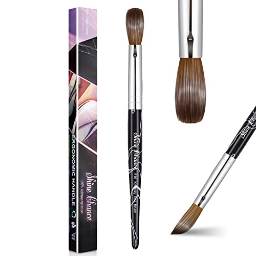 Acrylic Nail Art Brush Size 16, 100% Pure Kolinsky Hair Oval Nail Brush for Acrylic Application, Professional Nail Extension Manicure Tool Striping Nail Drawing Pen for DIY Home Salon - color: Black, size: #16