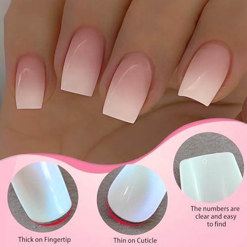 144pc Ombre Press on Nails Medium Fake Nails Square Glue on Nail Press ons
