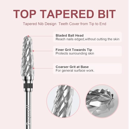 3/32" 2PCS Clean Cone Carbide Cuticle Cleaner Bit for Nail Prep & Cleaning - color: 008 Silver, size: XC