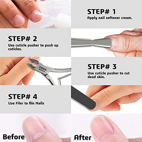 Professional Cuticle Trimmer & Nippers, Stainless Steel Nail Care Tool - color: Silver Nipper With Pusher - Pack 1