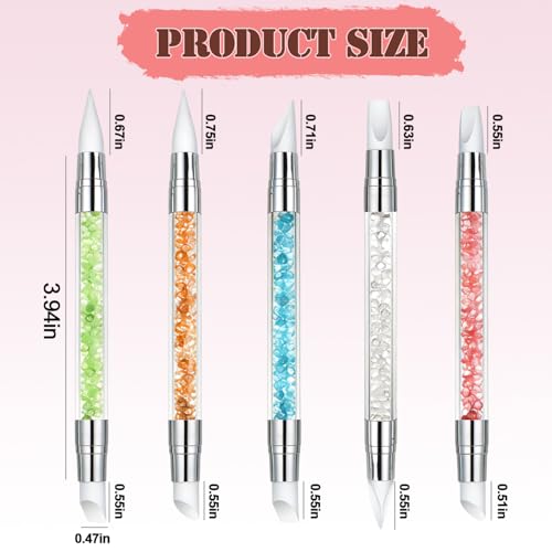 10Pcs Nail Art Brushes Set, AIBEE 5pcs Silicone Nail Tools & 5pcs Nail Liner Brushes with Dotting Tools for Nail Design Home Salon