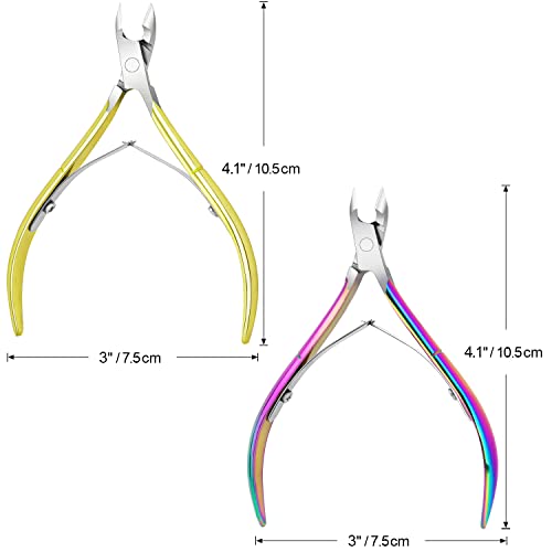 4 Pack Professional Cuticle Nippers, Gold & Rainbow Nail Trimmer & Cutter - color: Gold and Rainbow Color