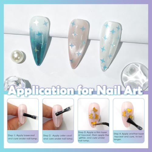 Laza 3.5g Chunky Glitter Four-Pointed Star Shaped Confetti Nail Sequins - color: Ice Blue Aurora Star
