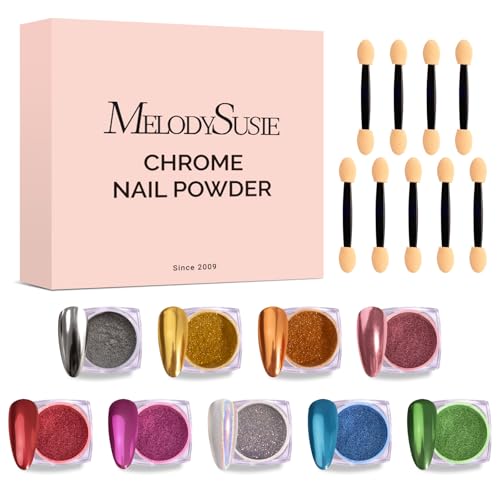 MelodySusie 9Pcs Chrome Nail Powder for Gel Nails - color: Cuticle Oil