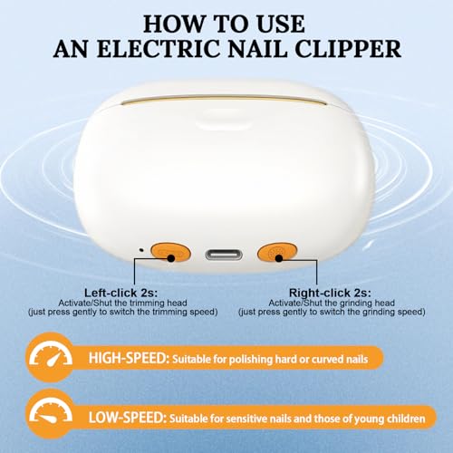 Electric Nail Clipper 2-in-1, Automatic Nail Trimmer for Thick with Light - color: M3 White