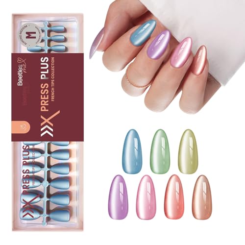 Beetles X Press Cat Eye Nails - 7 Colors Medium Almond Press On Nails - color: 2 - Bubble CatEye - M