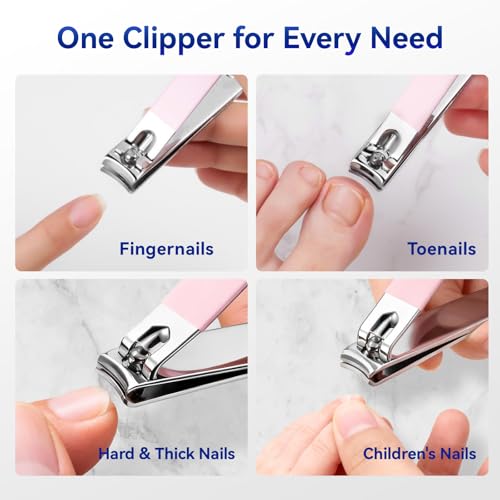 Makartt 2-Pack Pink Nail Clipper Set for Thick Fingernails & Toenails - size: Nail Clippers-2pcs