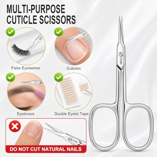 CGBE Curved Cuticle Scissors, Extra Fine Pointed Tip, for Russian Manicure - color: ['Silver']