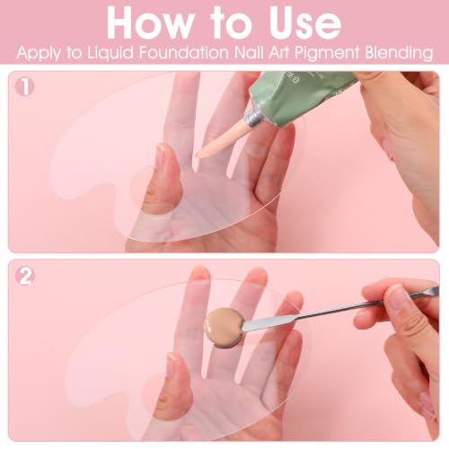 12 Pack Acrylic Cosmetic Palette with 12 Spatulas, Clear Makeup Mixing Tray - style: Oval