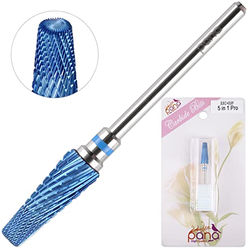 PANA 5-in-1 Pro Upgraded Multi-Function Drill Bit 3/32" Shank Size - (Blue, 2X Coarse to 2X Fine) - Mix Size Tungsten Drill Bit Fast Remove Acrylic Hard Gel Nail for Manicure Pedicure - color: Blue, size: Pro Upgraded