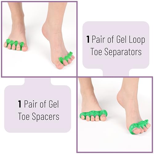 Dr. JK- ToePal Gel Toe Separator, 2 Pairs, Toe Spacers, Bunion Corrector - color: Green, size: 2 Pairs