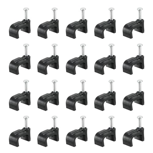 uxcell Cable Clips with Steel Nail, 100Pcs 9mm/0.35" Plastic Cable Wire Clips, Ethernet Cable Clips Nail in Cable Clips for Home Wires Cables Cords Management, Black - size: 9mm