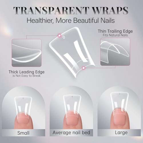 krofaue Duck Nail Tips - Clear Flexible Gel Curved Nail Tips - color: Clear Duck Half Cover