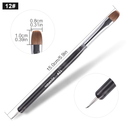 Kolinsky Sable Nail Brush French Nail Brush 2 Way Professional UV Gel Acrylic Nail Art Brush with Dotting Tool for French Manicure Cuticle Clean Up Nail Art Design Brush (12#) - color: 12#