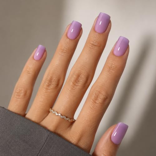 Purple Press On Nails Square - Light Purple Nails Fake Nails - color: 5A - Lilac Mauve