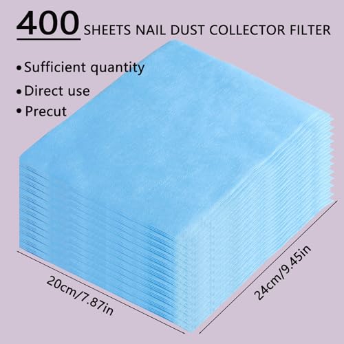 400 Sheets Nail Dust Collector Filter Paper Disposable Nail Dust Filters for Most of Dust Collector Machine Vacuum Dust Collector for Salon Spa Tech Supplies Accessories - color: Blue, size: 400 Pcs