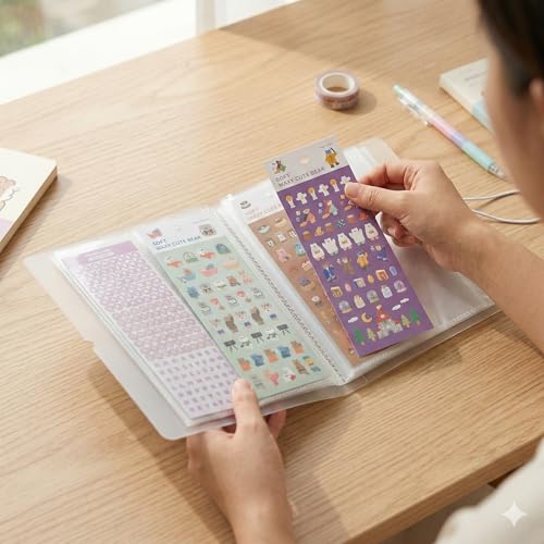 Sticker Organizer Album, 104 Pockets For Small Sticker Sheets - size: Small(2.8" x 7.9“)