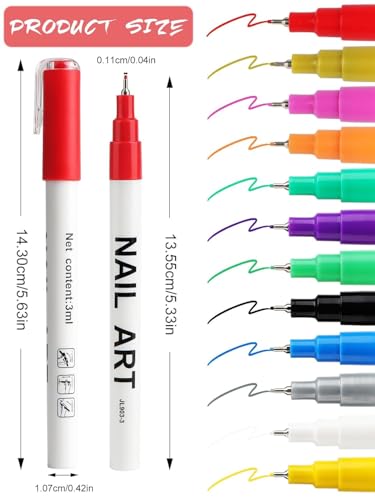 12 Color 3D Nail Art Pens Set Kalolary 0.5MM Nail Art Markers - color: F