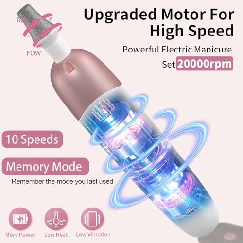 Hoxida Manicure Pedicure Kit, 9 Drill Bits Electric Nail File Set