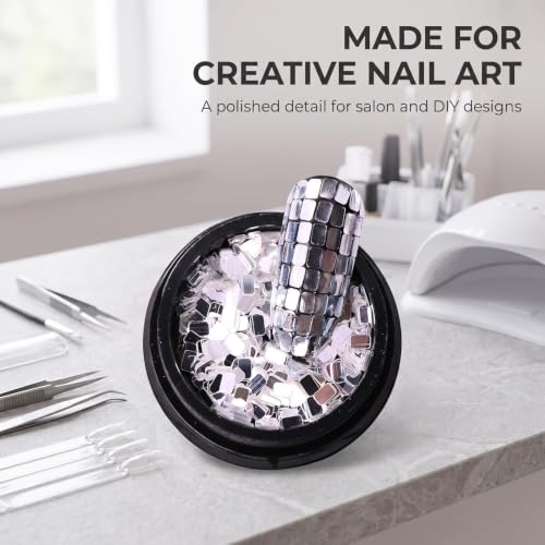 Nail Sequins Silver Square Sequins Nail Art Supply for Nails Decoration Makeup DIY Arts Crafts,Rectangle Shape Nail Shiny Supplies for Women Girls Manicure Charms Decorations, DIY Resin Nail Art Tips