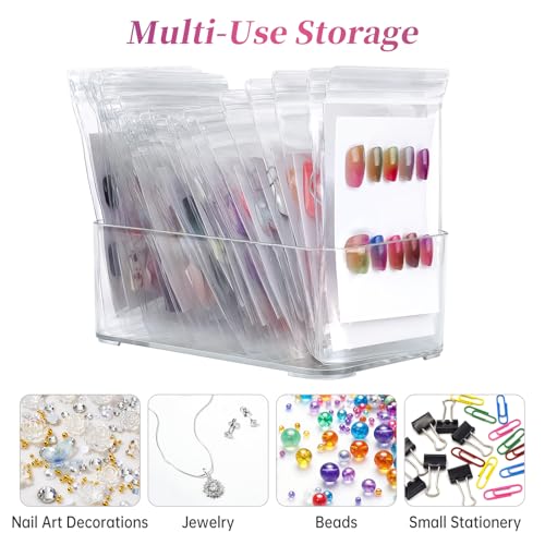 Press On Nail Packaging & Storage Set, 30 PVC Bags, Acrylic Box