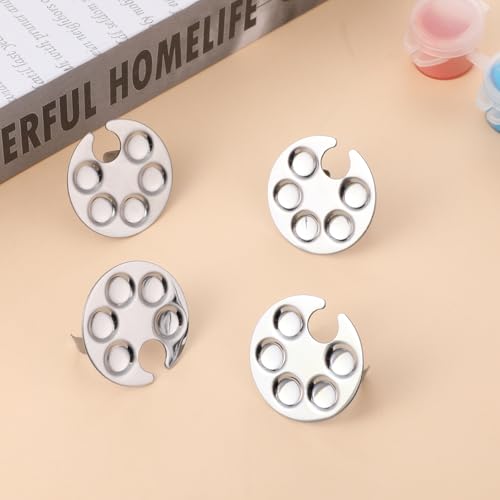 4 Pack Mini Nail Art Palette, Nails Rings Palette, Finger Rings Metal Manicure Palettes Tools, Nails Polish Mixing Plate, Gel Palettes Manicure for Nail Art Display - color: A