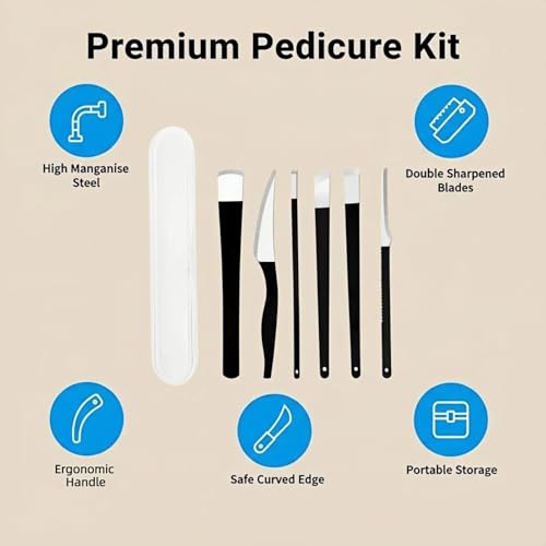 Professional 6-Piece Ingrown Toenail Tool Kit, Stainless Steel Foot Callus Remover & Pedicure Tools Set with Storage Case, Heavy Duty Durable Foot Rasp for Dead Skin Corn, Home Use