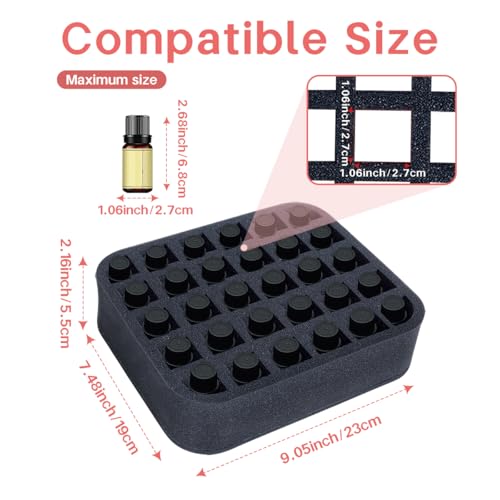 Essential oils Organizer Holder Foam Pad with Slots - color: Black 30