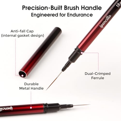 Nail Art Brushes, Nail Liner Brushes, 6Pcs Fine Nail Art Brushes - color: Black