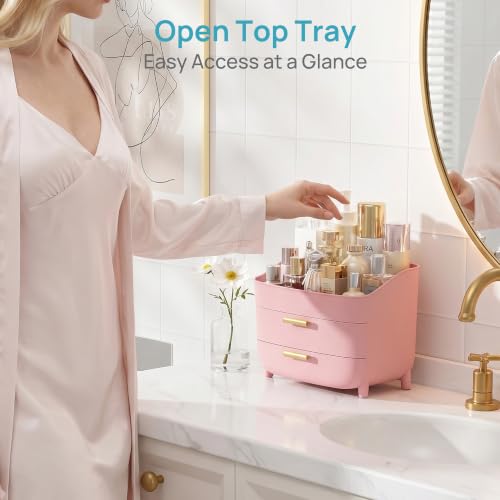 Vtopmart 3-Tier Skincare Makeup Organizer, Pink - color: Pink, size: No Lid