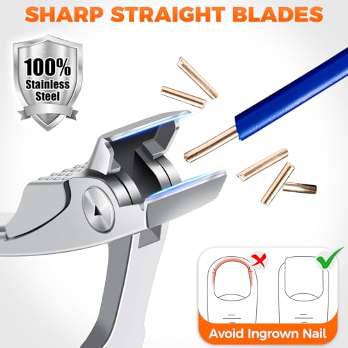 Straight Toenail Clippers for Thick Toenails for Seniors - color: Silver Straight Blade