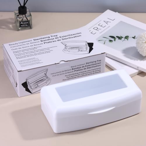 SUTOKAKA Nail Tool Sterilizer Box Plastic Disinfectant Container, White - color: Liftable White
