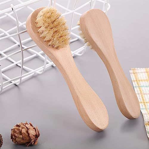 2 Pack Mini Dry Brush, Natural Bristle Small Body Brush, Exfoliating Facial Cleansing Brush for Soft Skin and Other Sensitive Areas Like Your Neck, Chest, and Nails