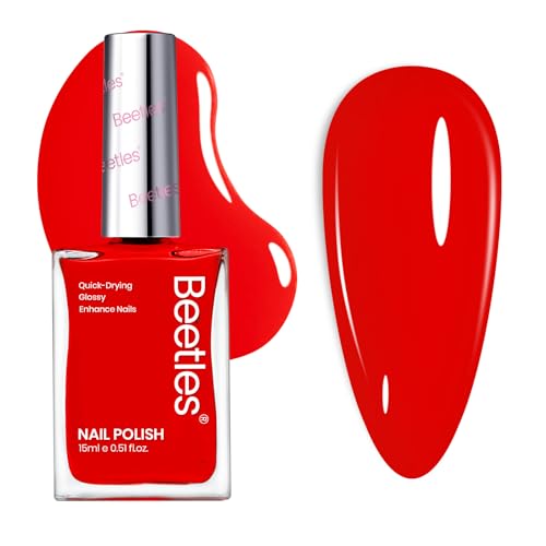 Beetles Red Nail Polish, Quick Dry Regular Nail Polish, Fast Air-Dry - color: Little Chili