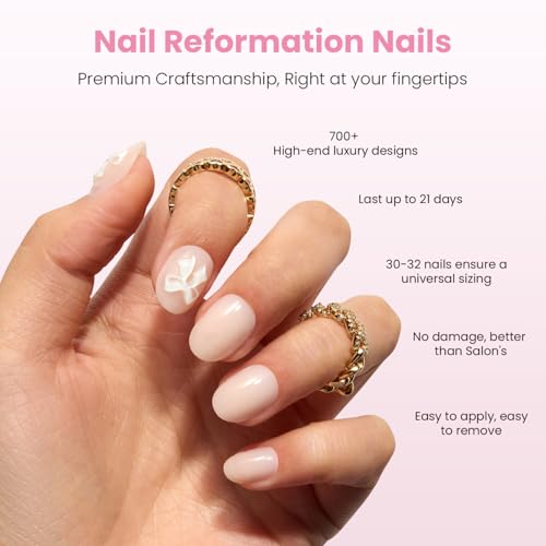 Nail Reformation Press On Nails, Silk Bow | Ivory Extra Short Round 32 Pcs - color: Silk Bow