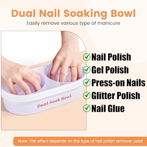Dual Nail Soaking Bowl for Both Hands, Acetone-Proof Manicure Soak Bowl Kit - color: D1-White for big hands