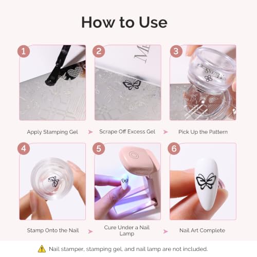 MelodySusie Nail Stamping Plates Set 3, Reusable Nail Art Plates, 8PCS - color: Silver