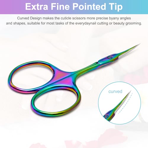 CGBE Cuticle Scissors, Extra Fine Curved Eyebrow Scissors, Multicolor - color: Multicolor