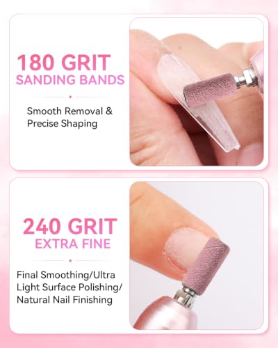 Makartt Nail Drill Bits Sanding Bands - 100 Pcs 180/240 Grit 3.1mm Pink - size: 180-240 Grit